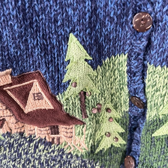 Vintage Timber Lea Moose Embellished Ramie/Cotton Cardigan Medium - Picture 2 of 6